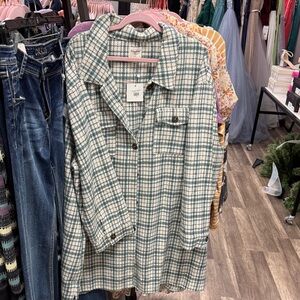Plaid Button-Up Shirt Jacket